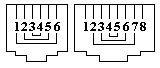 RJ25 jack wiring for 6 or 8 pins